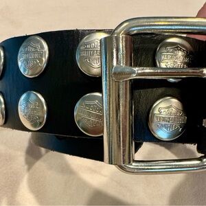 Harley-Davidson Black Leather Belt with Silver Studs